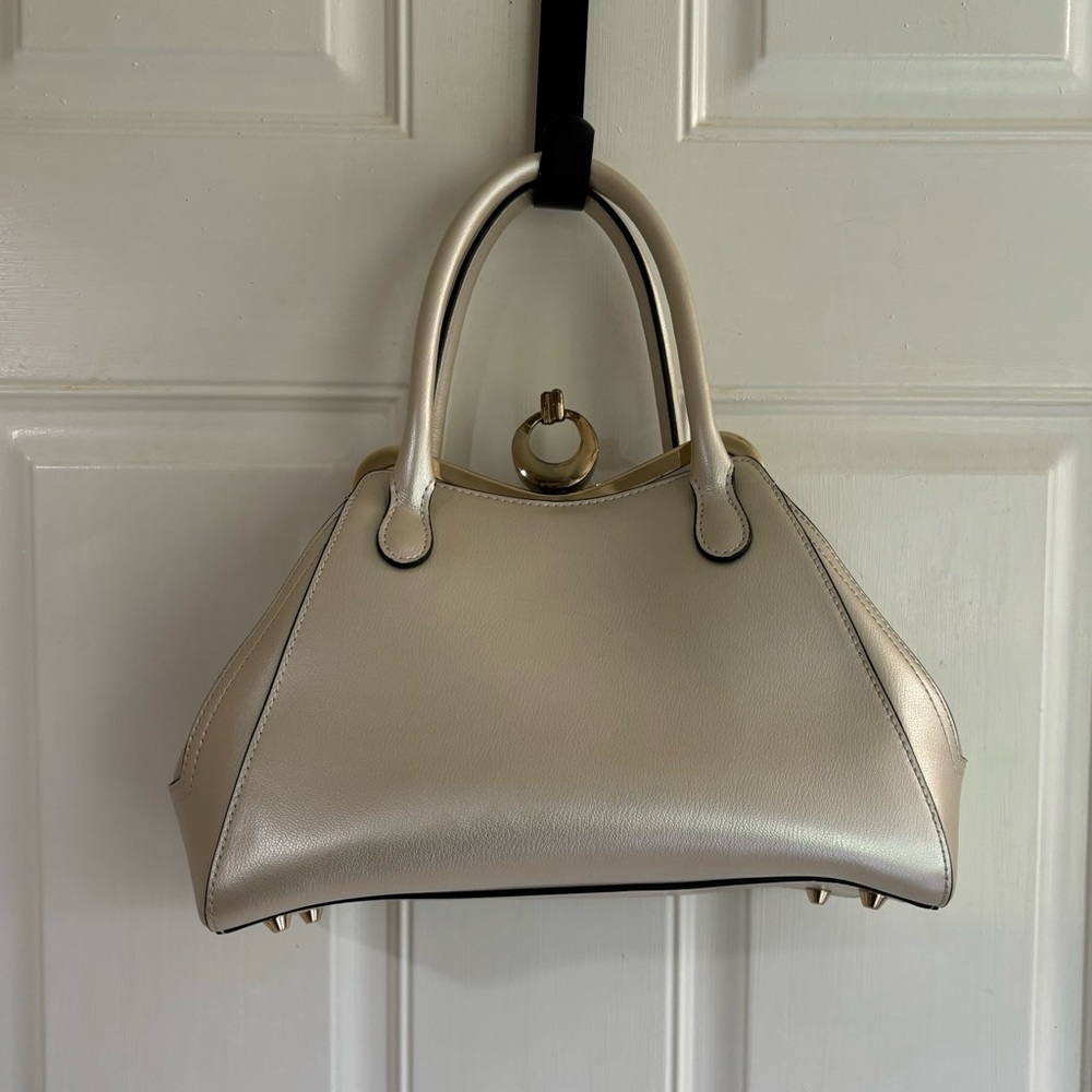 Cromia - Cream Convertible Leather Purse W/ Gold Frame/new shoulder strap EUC!